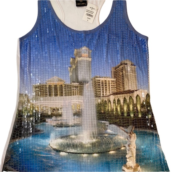 Luxury Caesar’s Palace Sequins Tank Top Shimmering Sparkle Las Vegas Size Large - Picture 7 of 13